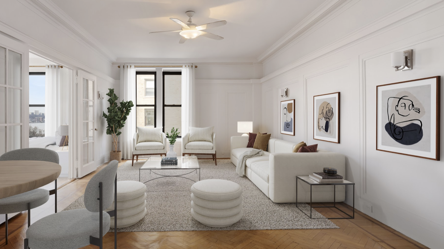 Cozy and modern staged bedroom